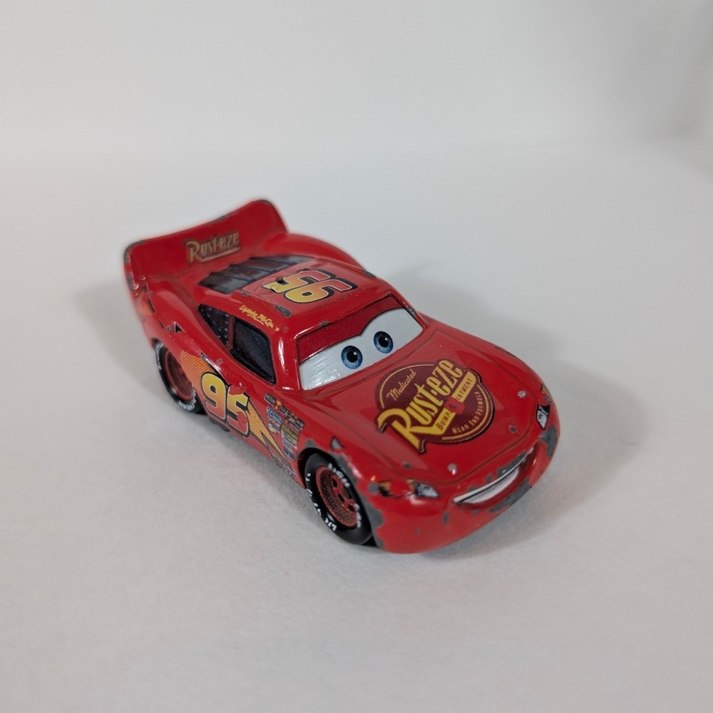 Disney Pixar Cars Lightning McQueen Rust-eze 95 Red Diecast Toy Car Mattel